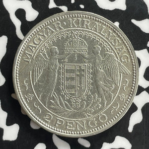 1929 Hungary 2 Pengo Lot#C0143 Silver! High Grade! Beautiful!
