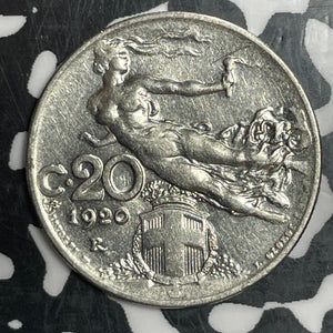 1920-R Italy 20 Centesimi Lot#T2830 Nice!