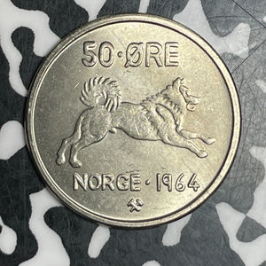 1964 Norway 50 Ore Lot#T6282 High Grade! Beautiful!