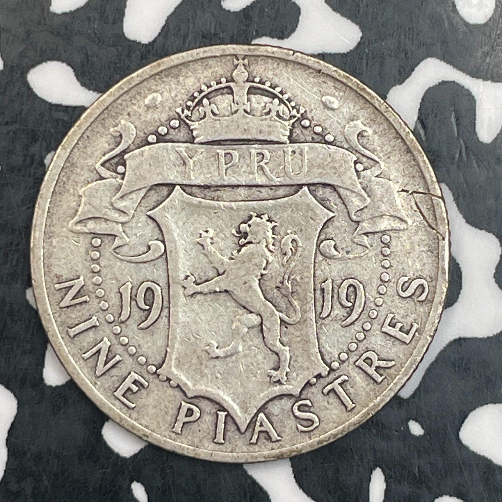 1919 Cyprus 9 Piastres Lot#N0004 Silver!