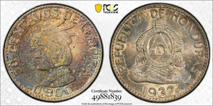 1932 Honduras 50 Centavos PCGS MS64 Lot#G8220 Silver! Beautiful Toning!