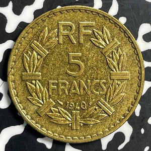 1940 France 5 Francs Lot#T0846 High Grade! Beautiful! KM#888a.1