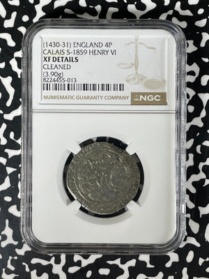 (1430-31) G.B. Henry VI 4 Pence Groat NGC Cleaned-XF Details Lot#G176 Silver!