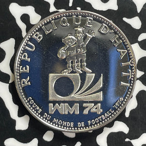 1983 Haiti 25 Gourdes Lot#C0060 Silver! Proof! World Cup