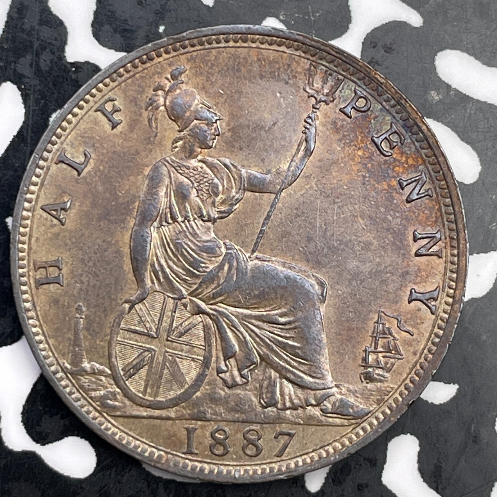 1887 Great Britain 1/2 Penny Half Penny Lot#F3389 High Grade! Beautiful!
