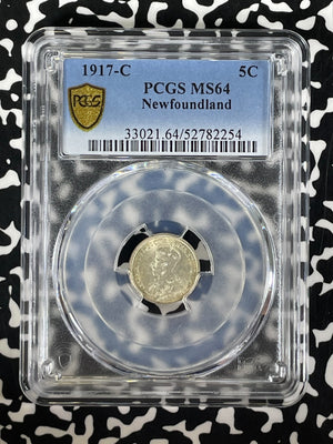 1917-C Newfoundland 5 Cents PCGS MS64 Lot#G307 Silver! Choice UNC!