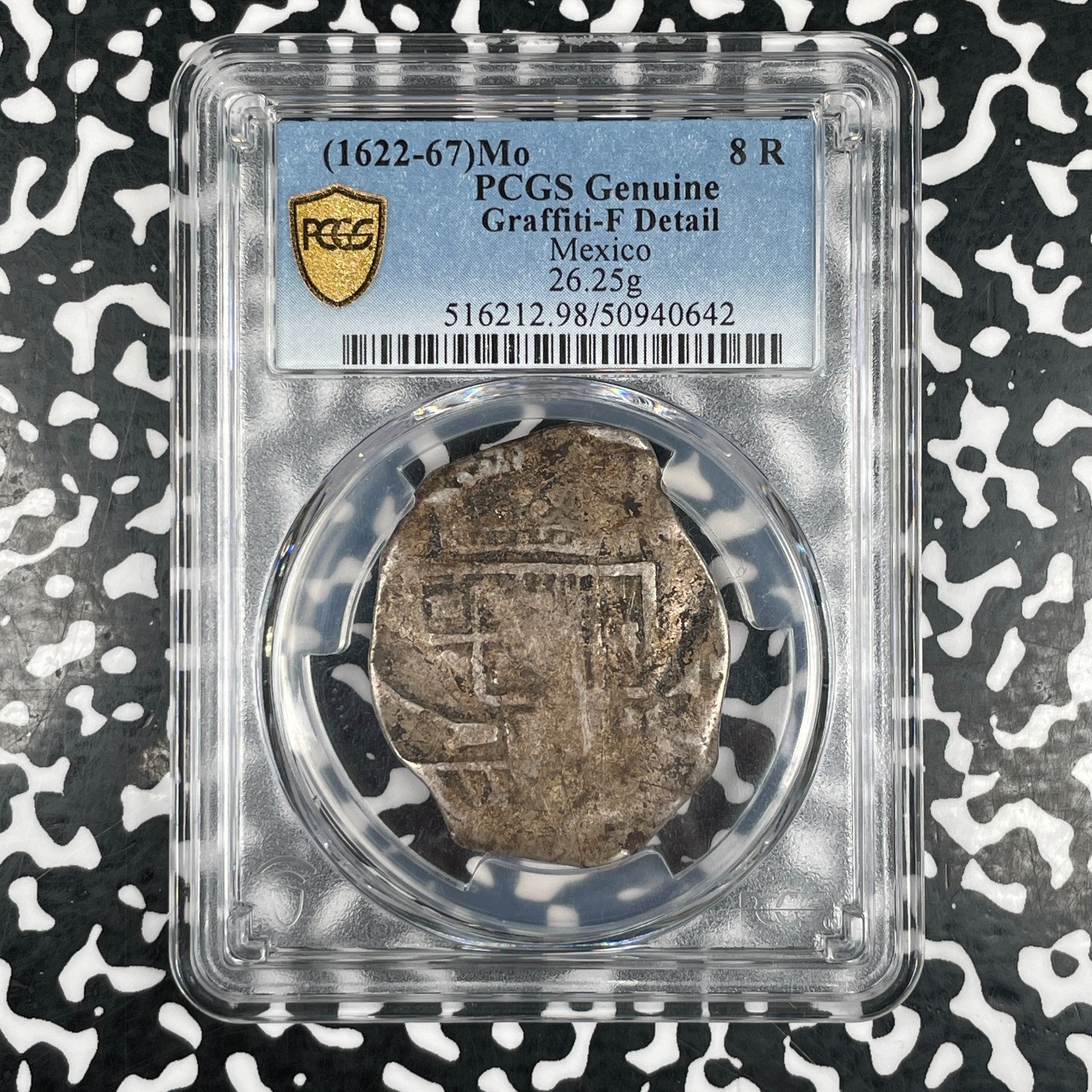 (1622-67)-Mo Mexico 8 Reales PCGS Graffiti-F Detail Lot#G4107 Large Silver!