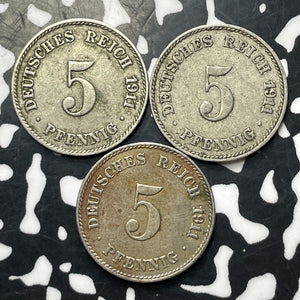 1911-J Germany 5 Pfennig (3 Available) (1 Coin Only)