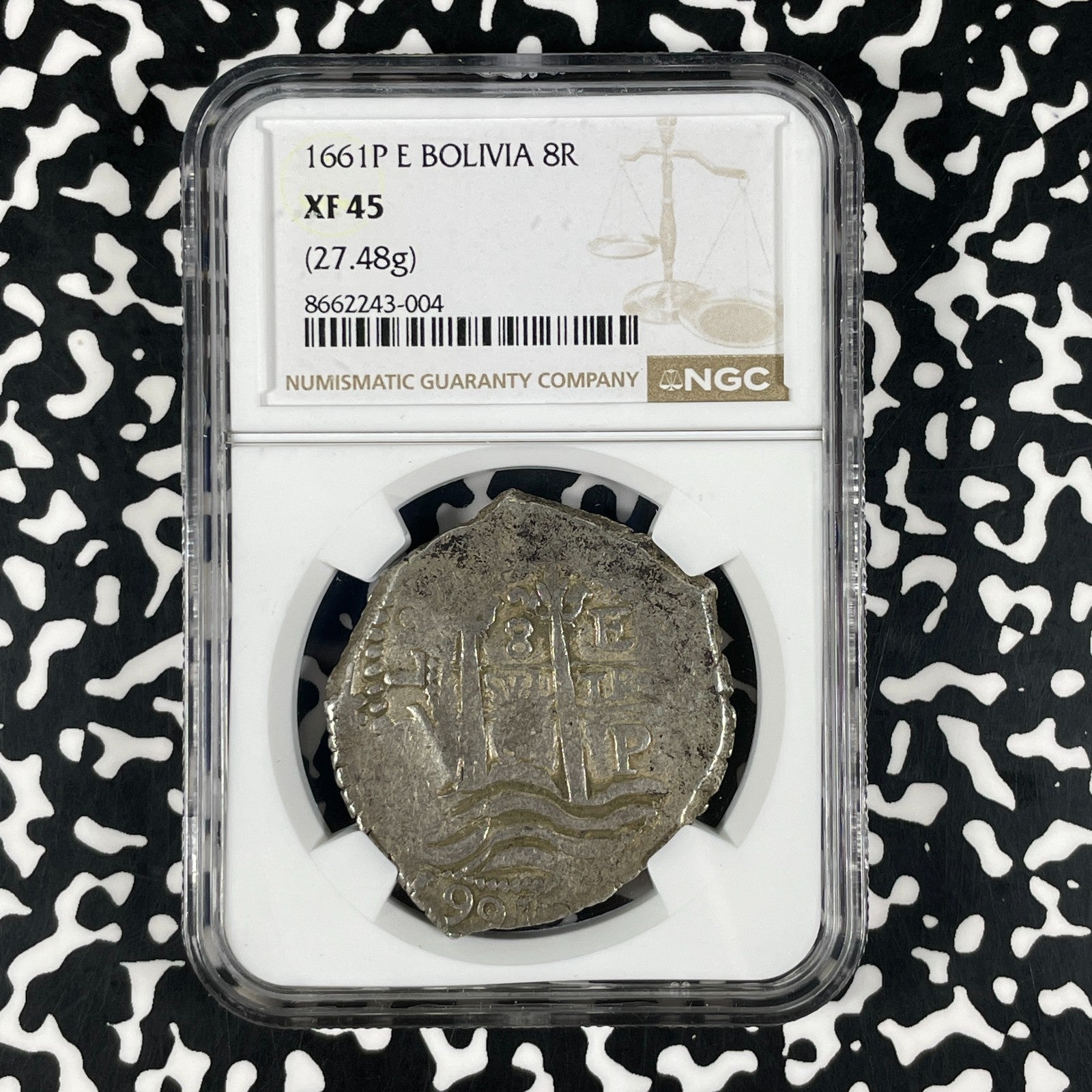 1661-P E Bolivia Cob 8 Reales NGC XF45 Lot#G2362 Large Silver!