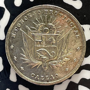 1916 Peru 50th Anniversary Battle of Callao Medalet Lot#T3043 Silver! 23mm
