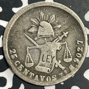 1871-Zs H Mexico 25 Centavos Lot#T0057 Silver!