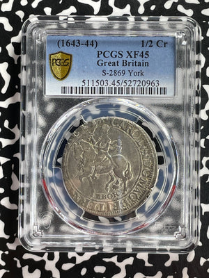 (1643-44) G.B. Charles I 1/2 Crown PCGS XF45 Lot#G942 Silver! Very Scarce!