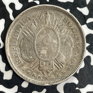 1895 Bolivia 50 Centavos Lot#C0996 Silver!
