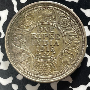 1918 India 1 Rupee Lot#T5671 Silver! High Grade! Beautiful!