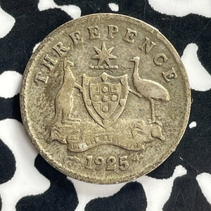 1925 Australia 3 Pence Threepence Lot#C0749 Silver!