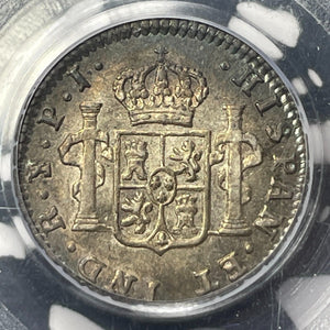 1821-PTS PJ Bolivia 1/2 Real PCGS AU58 Lot#G8867 Silver!