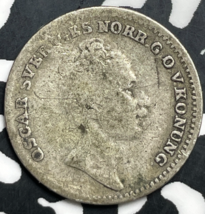 1848 Sweden 1/16 Riksdaler Lot#T9830 Silver!
