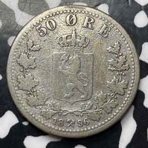 1896 Norway 1 Krone Lot#E9521 Silver!