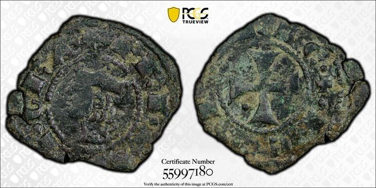 (1285-96) Italy Sicily James Of Aragon 1 Denaro PCGS DMG-VF Detail Lot#G4193