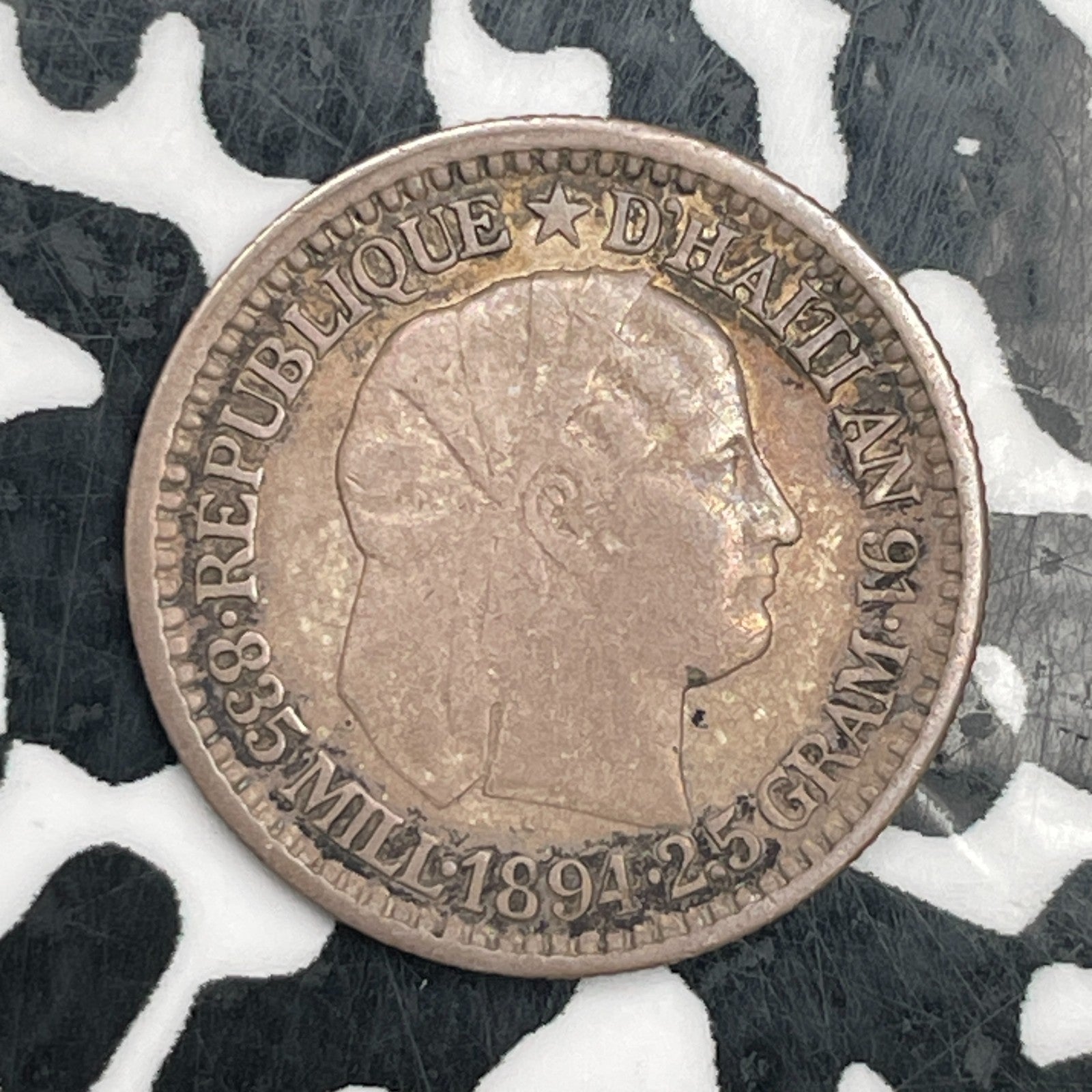 1894 Haiti 10 Centimes Lot#N2629 Silver!