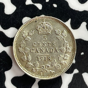 1918 Canada 5 Cents Lot#T7332 Silver! Nice!