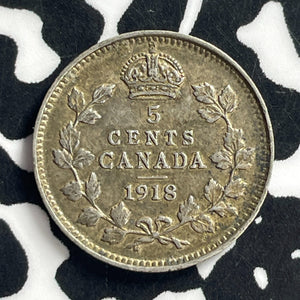 1918 Canada 5 Cents Lot#C0782 Silver!