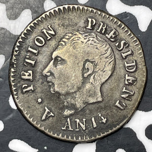 AN 14 (1817) Haiti 25 Centimes Lot#MK371 Silver! KM#15.1