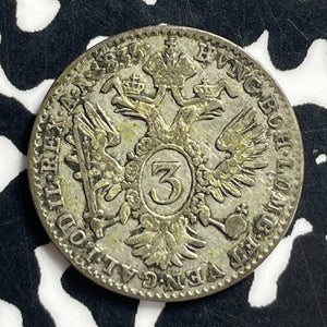 1835-A Austria 3 Kreuzer Lot#T7090 Silver! KM#2190