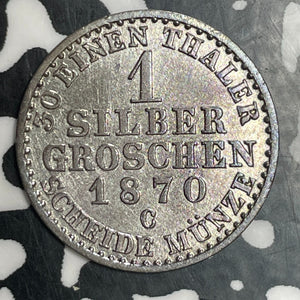 1870-C Germany Prussia 1 Groschen Lot#T3575 Silver! High Grade! Beautiful!