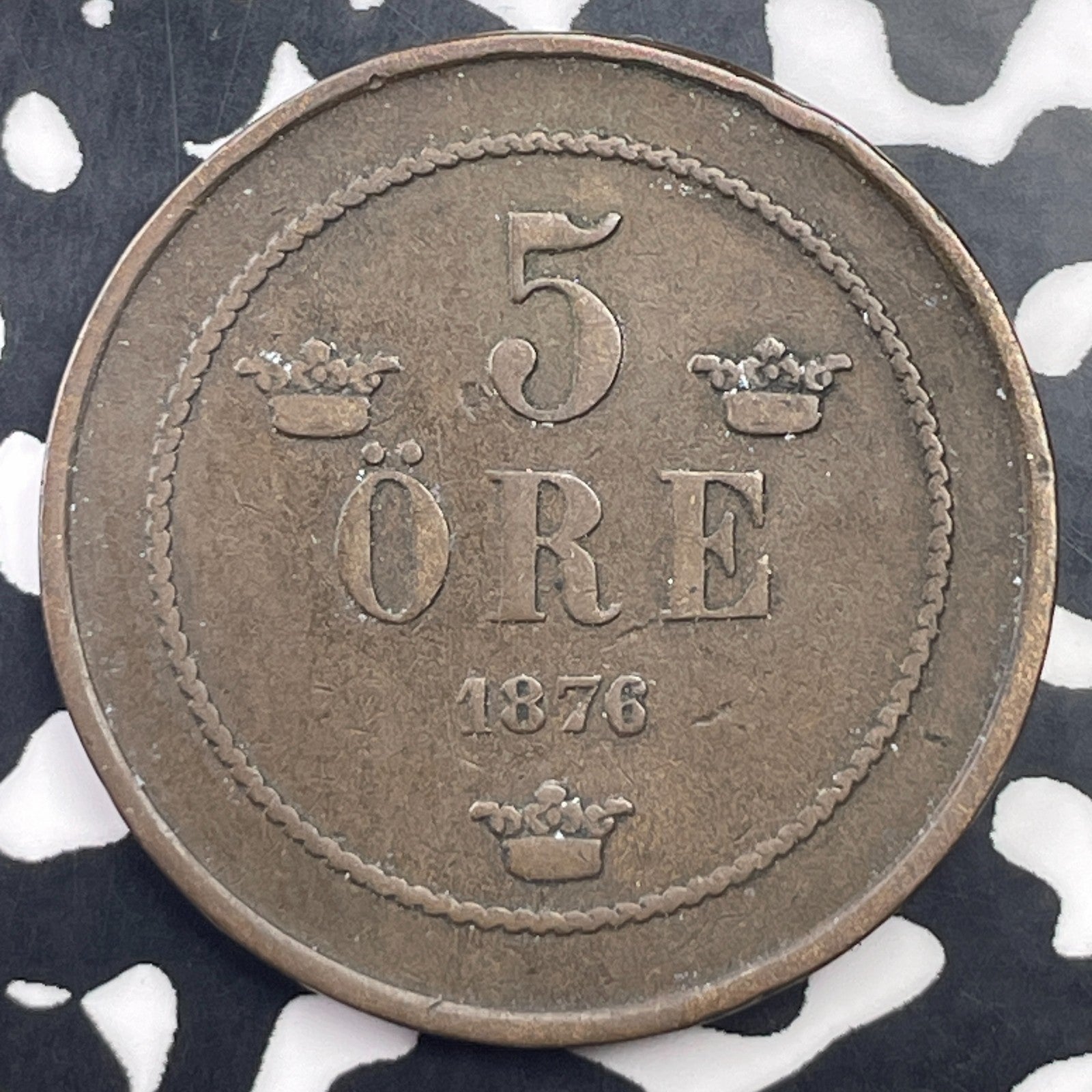 1876 Sweden 5 Ore Lot#C1393 Better Date