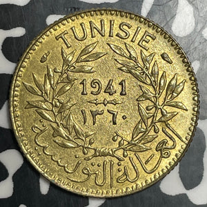 1941 Tunisia 1 Franc Lot#T3285 High Grade! Beautiful!