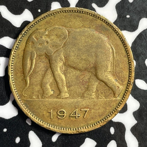 1947 Belgian Congo 5 Francs Lot#E2073 Elephant