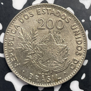 1901 Brazil 200 Reis Lot#C0926 High Grade! Beautiful!