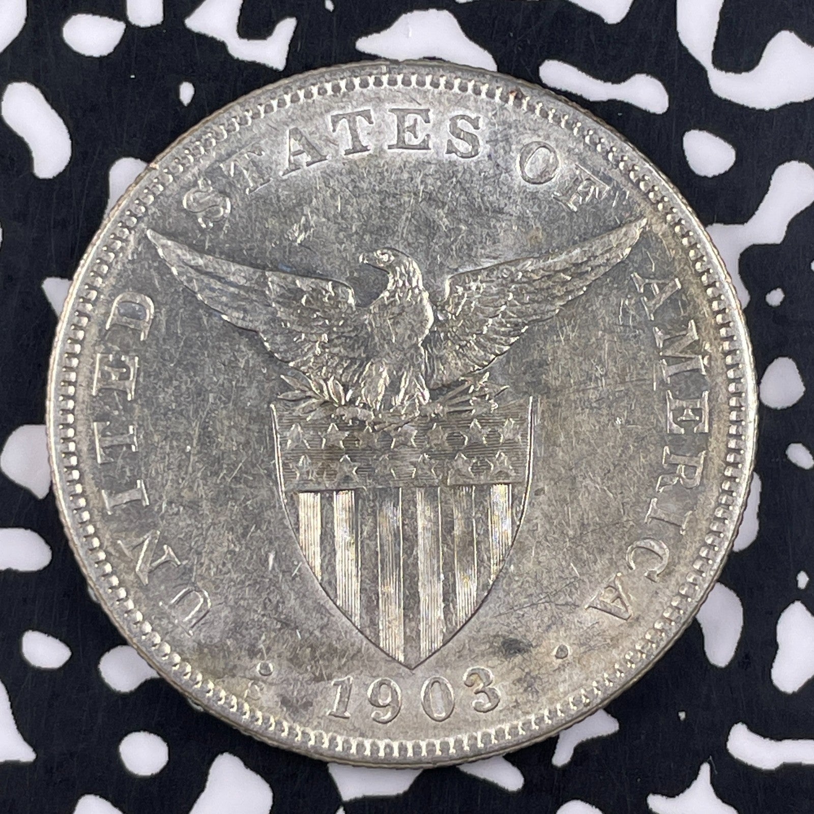 1903-S U.S. Philippines 1 Peso Lot#JM1323 Large Silver! Nice!