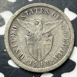 1918-S Philippines 10 Centavos Lot#E8189 Silver!