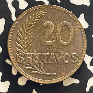 1943 Peru 20 Centavos Lot#T5835 High Grade! Beautiful Toning! KM#221.1