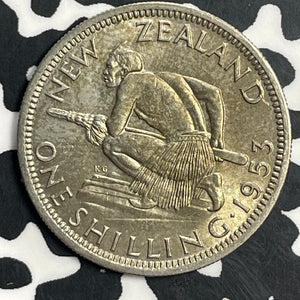 1953 New Zealand 1 Shilling Lot#T0749 High Grade! Beautiful! Key Date!