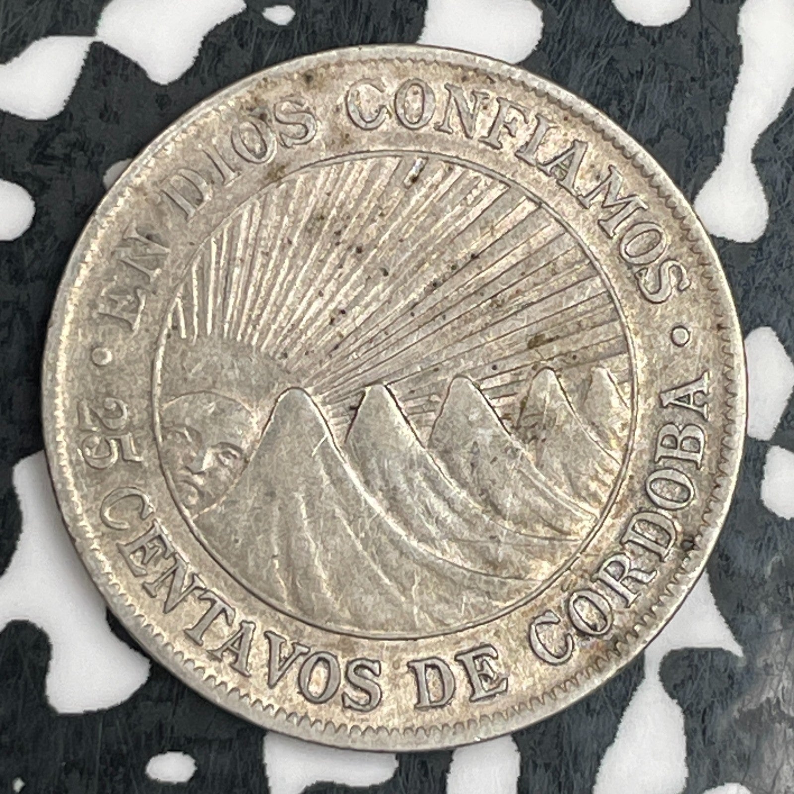 1912 Nicaragua 25 Centavos Lot#N0591 Silver! Nice!