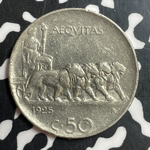 1925-R Italy 50 Centesimi Lot#T2437 Reeded Edge KM#61.2
