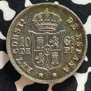 1885 Spanish Philippines 10 Centavos Lot#T4657 Silver! Nice!