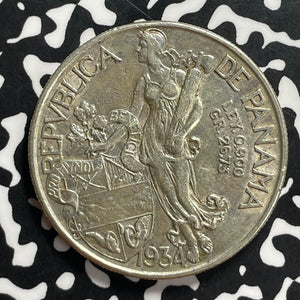 1934 Panama 1 Balboa Lot#JM9571 Large Silver! Nice!