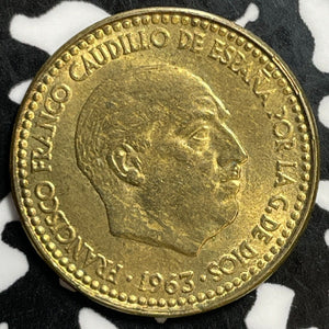 1963(64) Spain 1 Peseta Lot#E4030 High Grade! Beautiful!