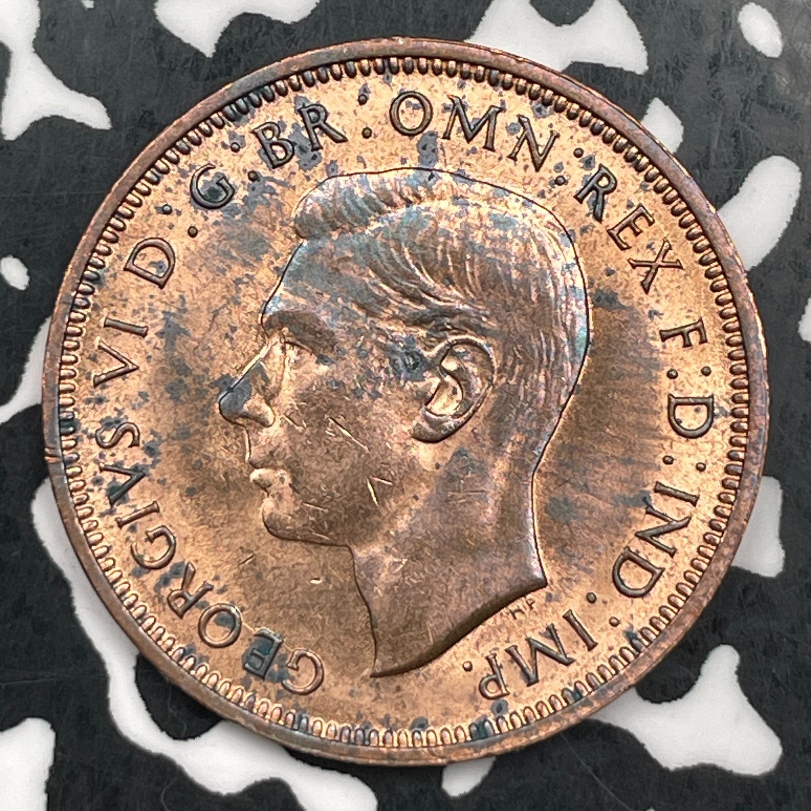 1942 Great Britain 1/2 Penny Half Penny Lot#F5354 Beautiful Detail, Spots
