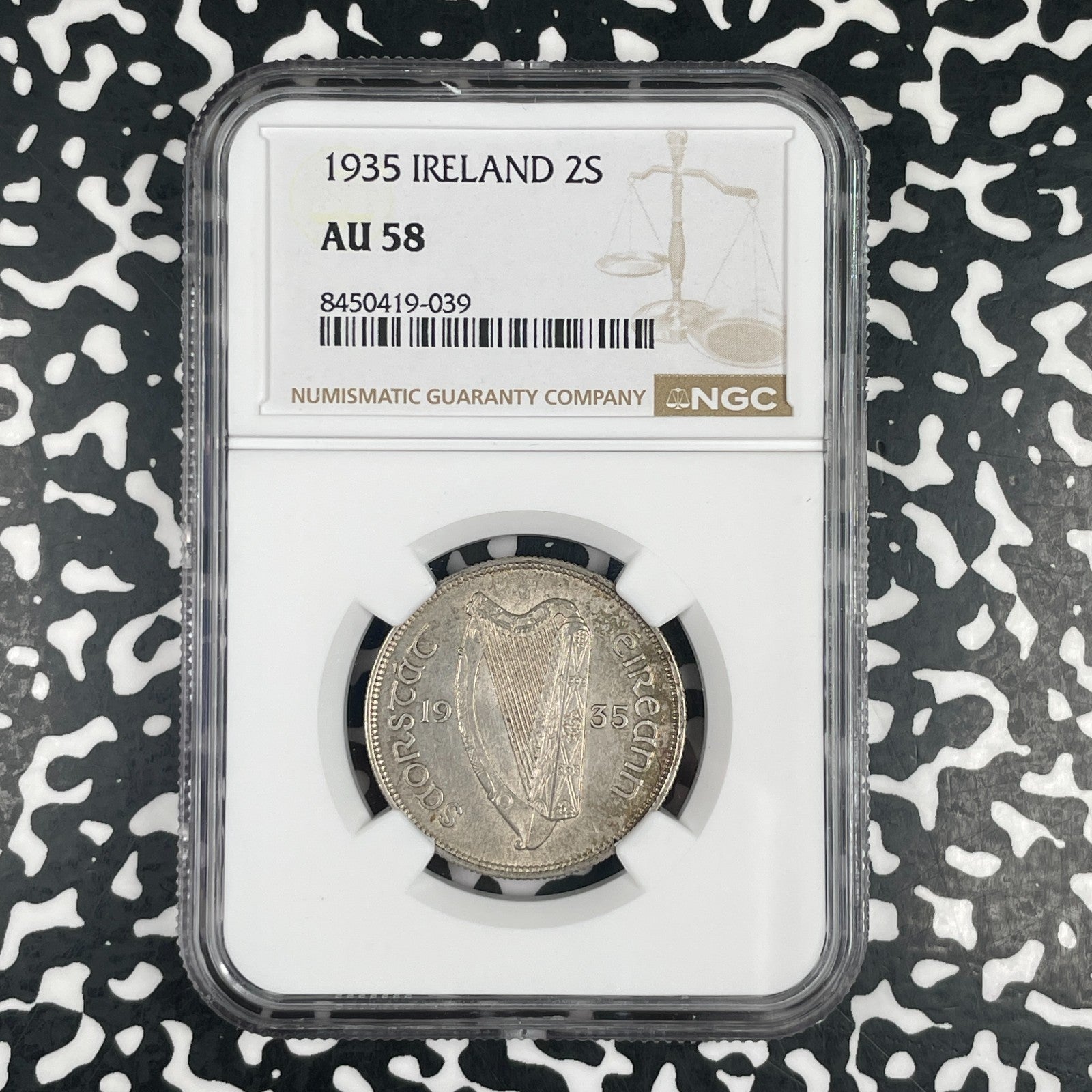 1935 Ireland 1 Florin NGC AU58 Lot#G3748 Silver!