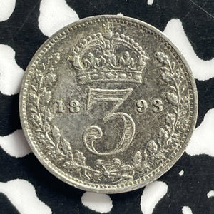 1898 Great Britain 3 Pence Threepence Lot#C0803 Silver!
