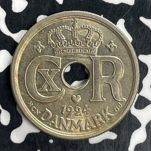 1924 Denmark 25 Ore Lot#T8072 High Grade! Beautiful!