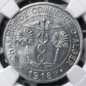 1918 Algeria Chamber Of Commerce 10 Centimes NGC MS64 Lot#G7220 Choice UNC!