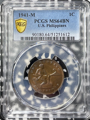 1941-M U.S. Philippines 1 Centavo PCGS MS64BN Lot#G9200 Choice UNC!