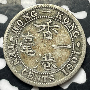 1901 Hong Kong 10 Cents (10 Available) (1 Coin Only) Silver!