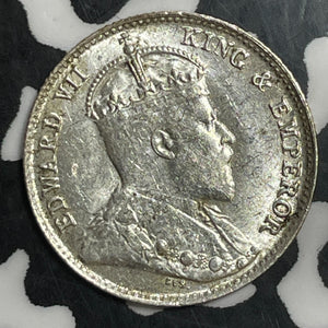 1908 Ceylon 10 Cents Lot#T2961 Silver! High Grade! Beautiful!
